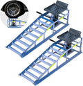 LARBANKE Rampes, Bleu/Gris/Jaune – Lot de 2 de voiture 5T/5 tonnes de voiture robustes à haute charge | hauteur de levage réglable