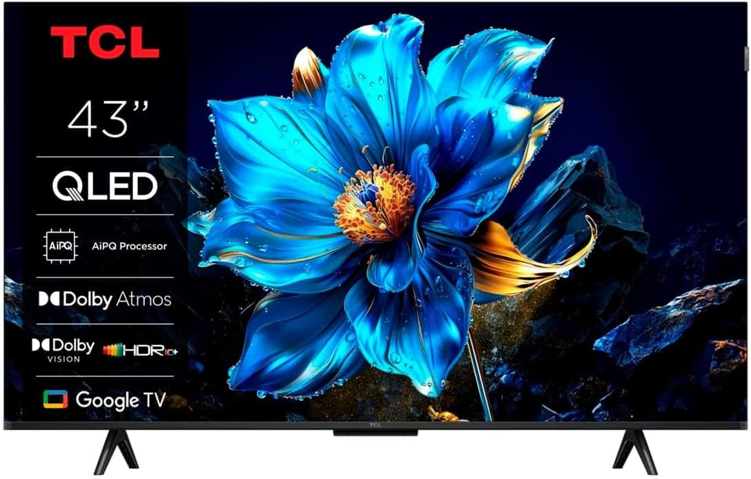téléviseur TCL – Noir/Bleu | QLED 43' 43P7K UltraHD 4K Dolby Atmos Google TV