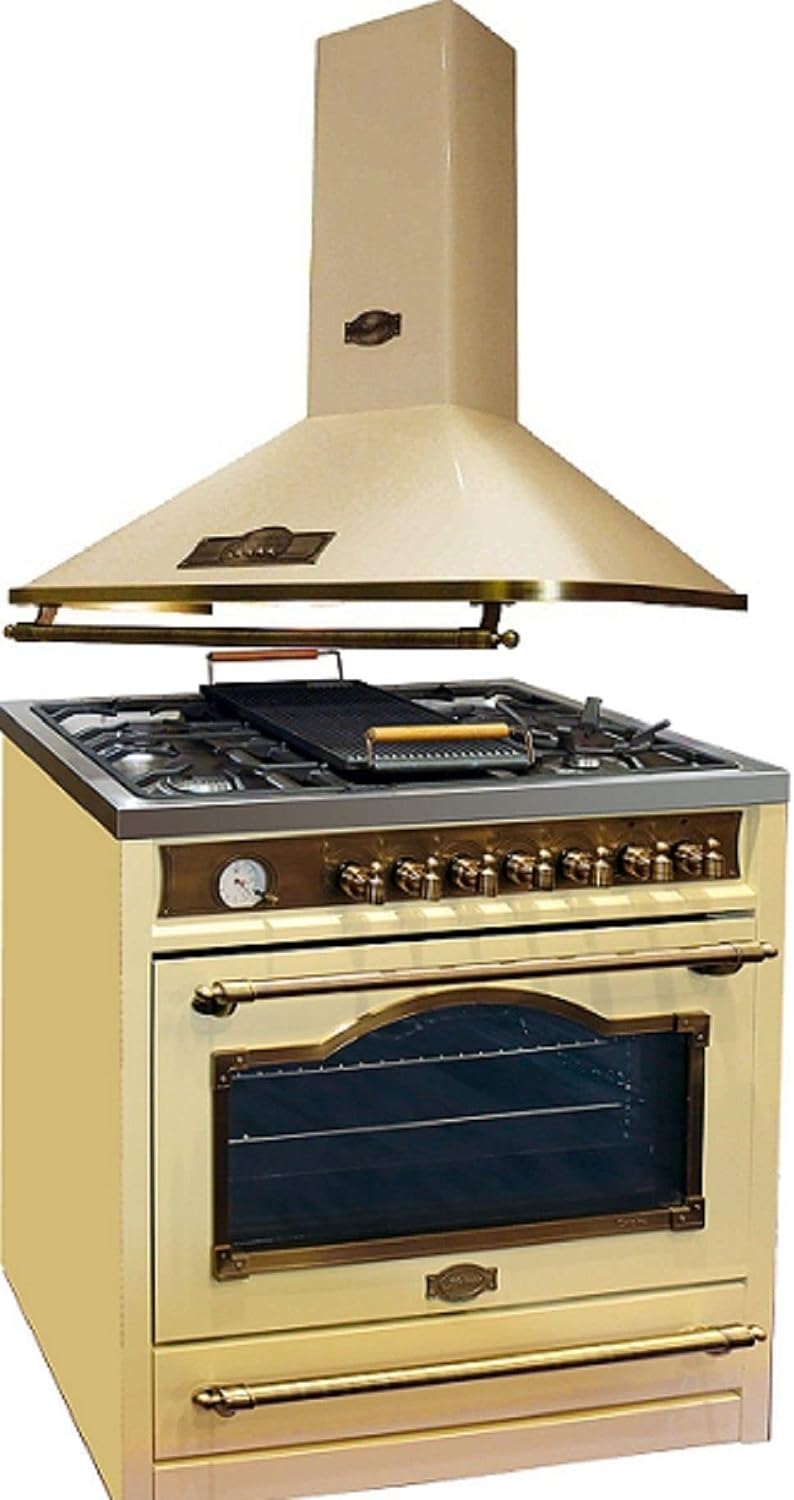 hotte aspirante Kaiser | HGE 93555 ElfEm Turbo, 60 × 90 × 92 cm – 90 cm | Beige, Cuisinière à gaz HGE 93555 ElfEm+A 9315 ElfEm