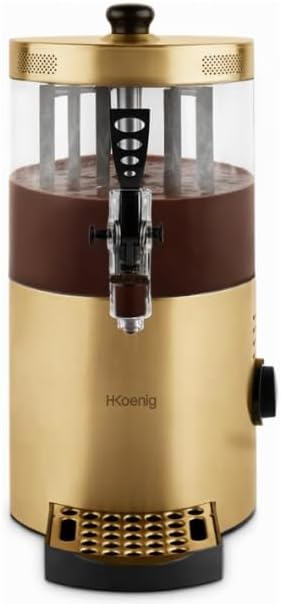 H.Koenig Fontaines et fondues chocolat, 1200 W – 3 L | Or/Noir, Distributeur à Chocolat Chaud Acier inoxydable SHK804