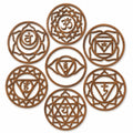 Décoration murale ronde 30 cm en bois marron à motifs géométriques pour intérieur