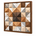 Tableau mural en bois 60 x 60 cm marron beige gris style géométrique décoratif
