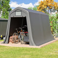 Abris de jardin QSOST – 366 x 213 x 225 cm | Gris, Résistant aux UV et Structure en Acier Galvanisé pour Moto