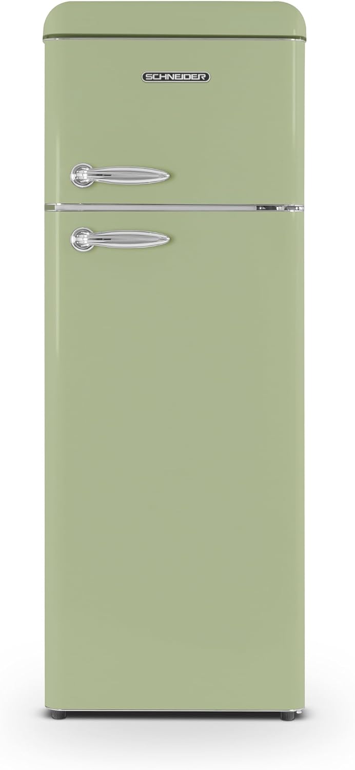réfrigérateur Schneider | frigo, 211 L – Vert Amande | SCDD211 V-VAE - double porte Vintage