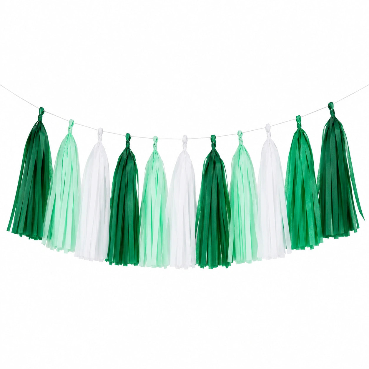 Guirlande à pompons en papier 200 cm vert menthe blanc décoration suspendue