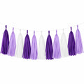 Guirlande à pampilles 300 x 35 cm en papier violet lilas blanc décoration de fête