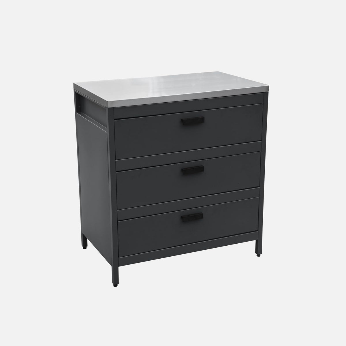 sweeek Cuisines d'extérieur, L 80 x P 51 x H 142 cm – Noir / Vert / Beige / Bleu gris | Cuisine d'extérieure en Acier Noir avec 3 tiroirs L80 cm