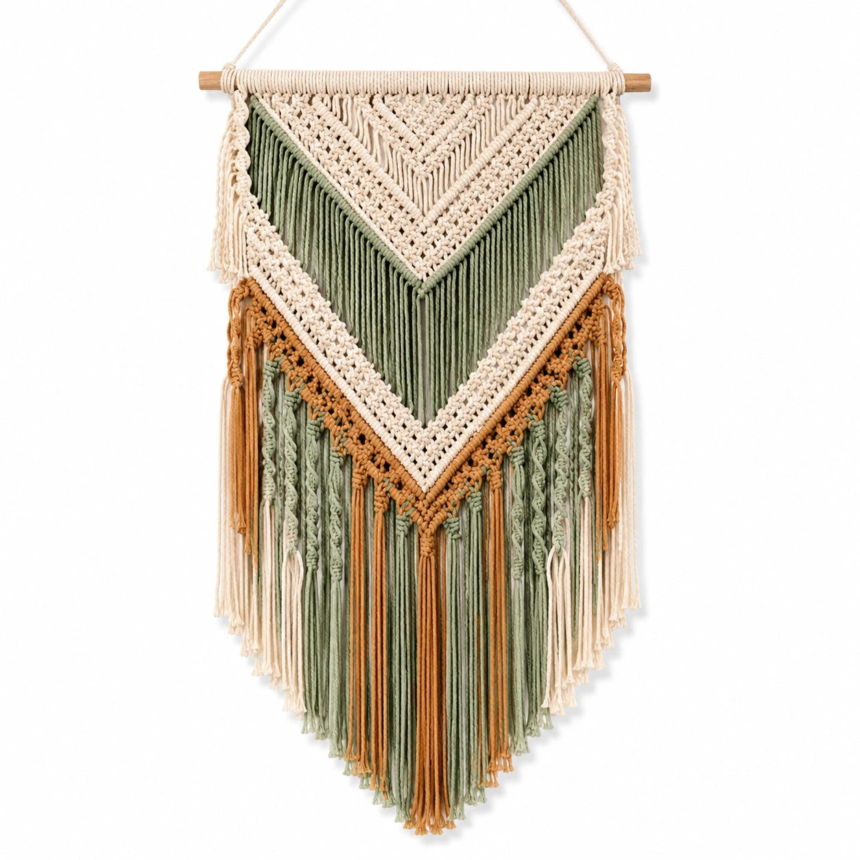 Tenture murale en macramé 40 x 85 cm coton multicolore style bohème