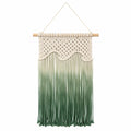 Tenture murale en macramé 50 x 90 cm coton vert écru style bohème