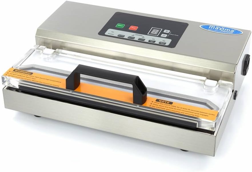 Appareils de mise sous vide Maxima | L39 x P27,5 x H13 cm, 475 W – 31 cm | 0.96 Bar, Argent/Noir/Orange