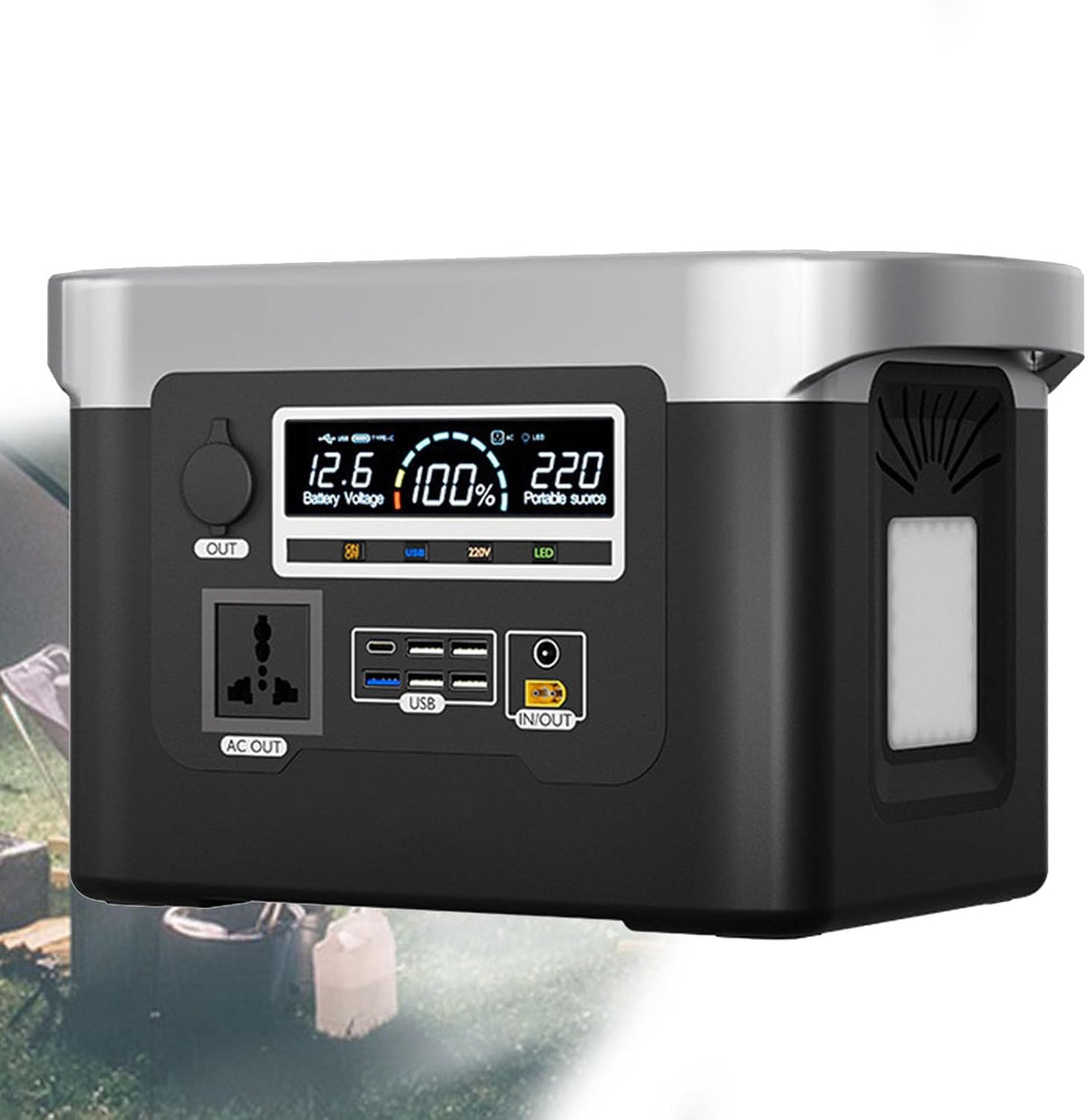 groupe électrogène ZYT-DHRUCB | 800 W, 480 Wh – 220 V | 120 W, Noir/Gris – Centrale électrique Portable
