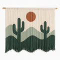 Tapisserie murale 100 x 100 cm en corde textile beige/vert/terracotta style désert