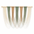 Tenture murale en macramé 120 x 85 cm coton vert sauge beige et écru style bohème