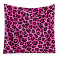 Tapisserie murale 150 x 150 cm en polyester rose et noir motif léopard décoratif