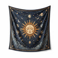 Tenture murale 150 x 130 cm en polyester bleu marine décor céleste