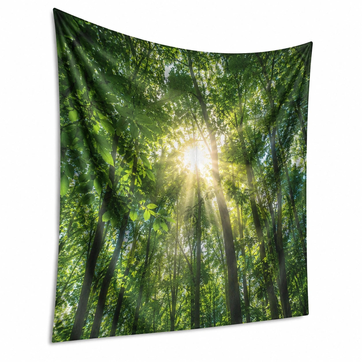 Tapisserie murale 150 x 200 cm en polyester vert imprimé forêt pour décoration intérieure
