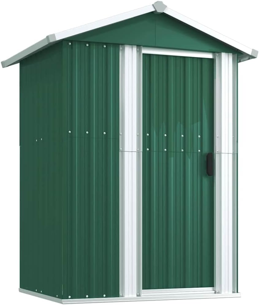 Abris de jardin vidaXL | 126x97,5x177 cm, Vert/Argent – Abri de Jardin Vert Acier galvanisé | Rangement de Jardin pour Les Outils
