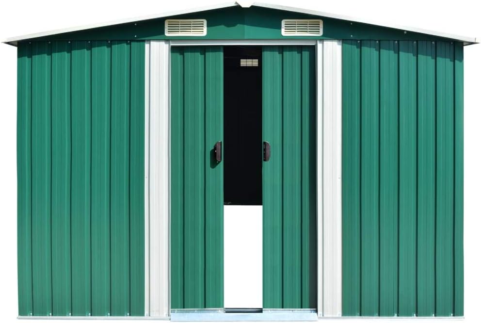 Kshzmoto Abris de jardin, 257 x 597 x 178 cm – acier galvanisé | vert, Abri de Jardin métallique en Acier galvanisé
