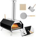 COSTWAY four à pizza, 30,5 cm – Noir/Argent | Extérieur Portable en Acier Inoxydable avec Pierre à Pizza
