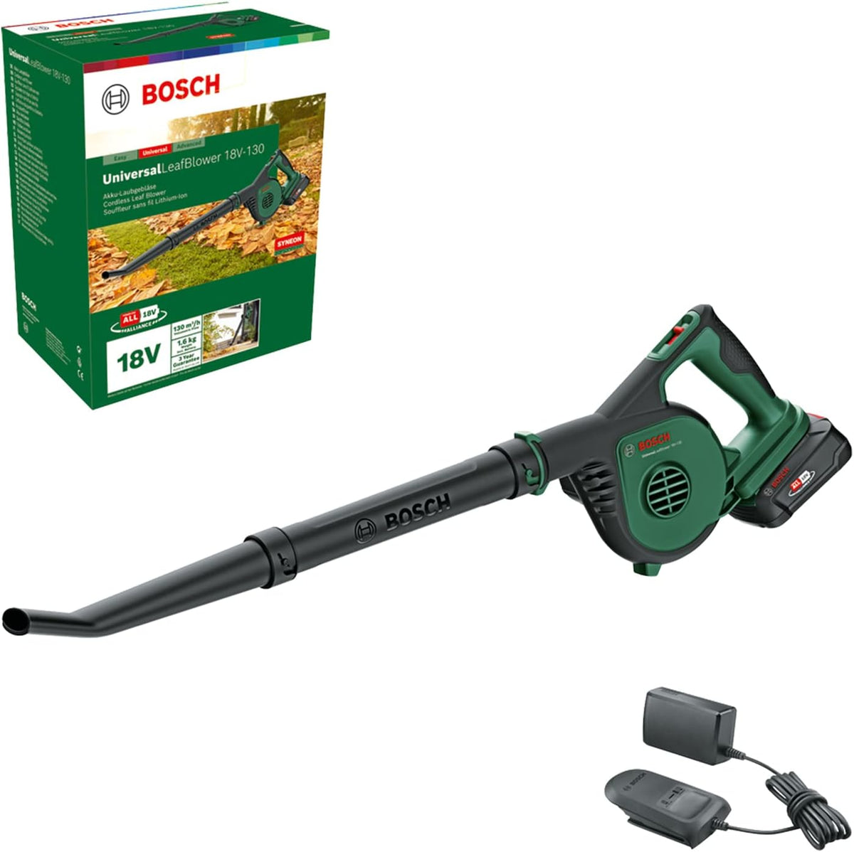 souffleur de feuilles Bosch – 18 V | 2,5 Ah, Vert/Noir – Allées et Terrasses | 1 Batterie et Chargeur)