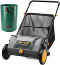 Tondeuses et tracteurs Matalde – 53,3 cm | 103 L, 200 L – Gris/Jaune/Vert | Balai à gazon poussé de avec sac trémie en maille