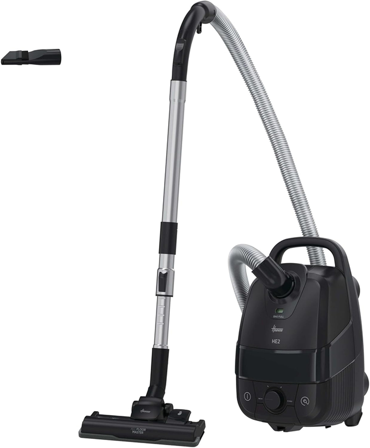 Hoover Aspirateurs, 850 W – 3,5 L | Noir/Argent, HE2 Home Aspirateur traineaux avec Sac Silencieux Puissant Compact