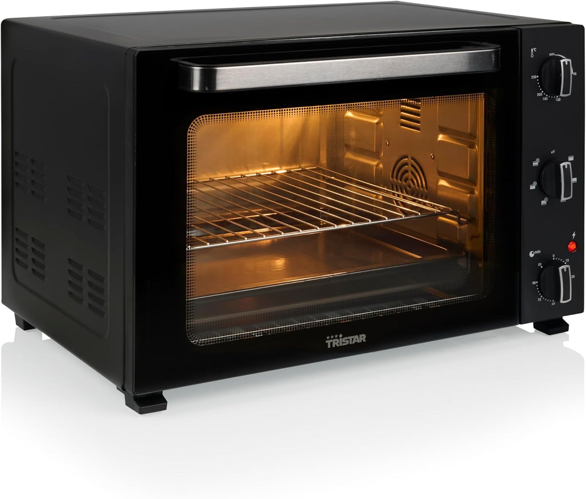 Tristar Fours encastrables, 48 L – 1800 W | Noir, Four à Convection – Chaleur Tournante avec 6 Modes | Minuterie 90 Minutes