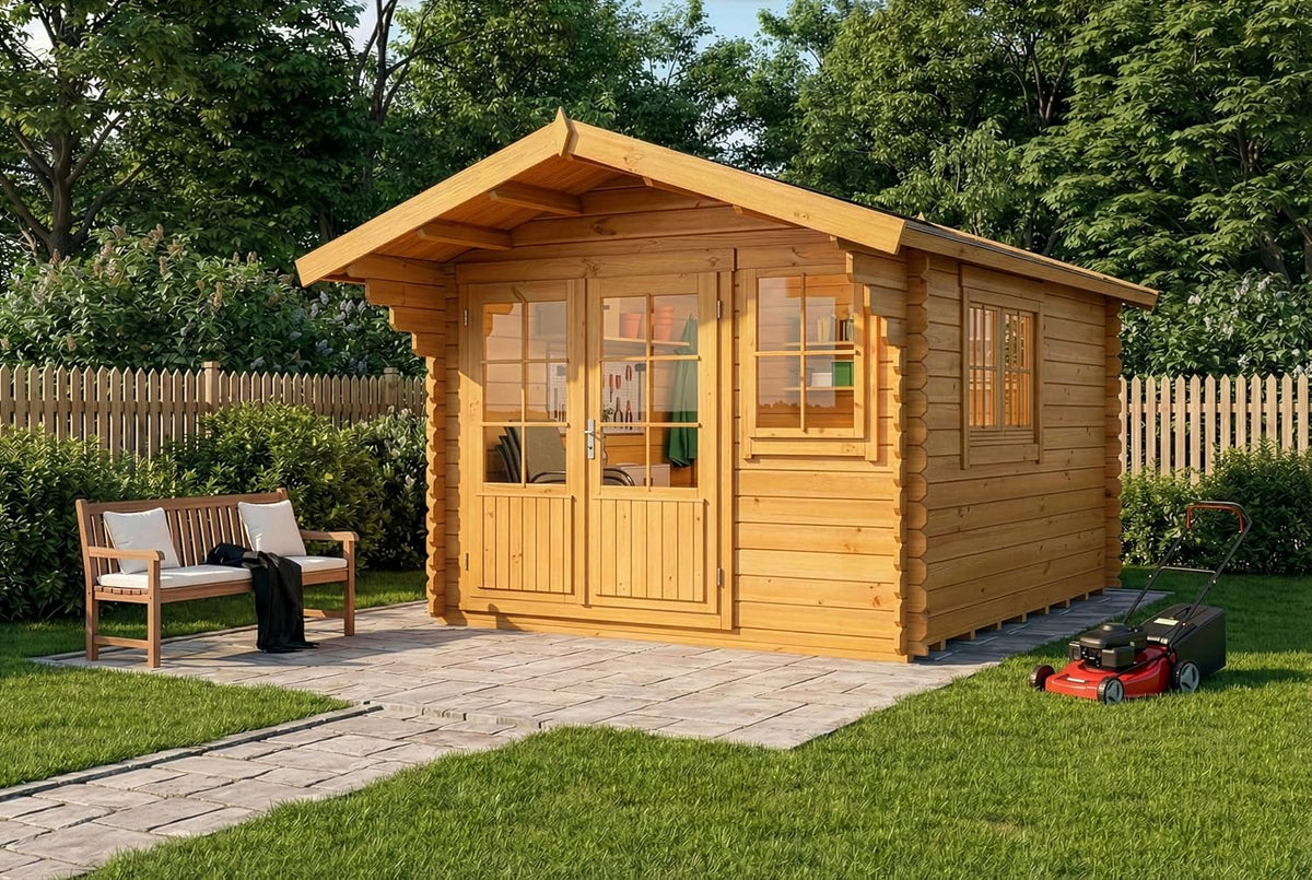 Pavillons d'été Abri – environ 25,9 m³ | 300 x 400, 10,07 m – 34 mm | Bois, de jardin G el-34 avec sol – épaisseur de paroi