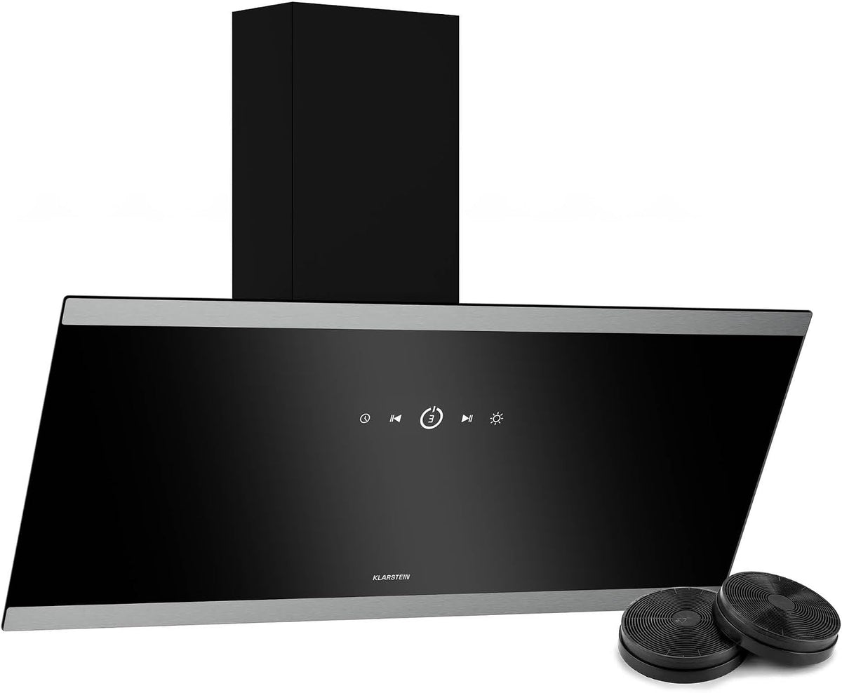 KLARSTEIN hotte aspirante, 90 cm – 524 m | 34,5 dB, Noir – FlashLine - hotte de cuisine | écran tactile, éclairage LED