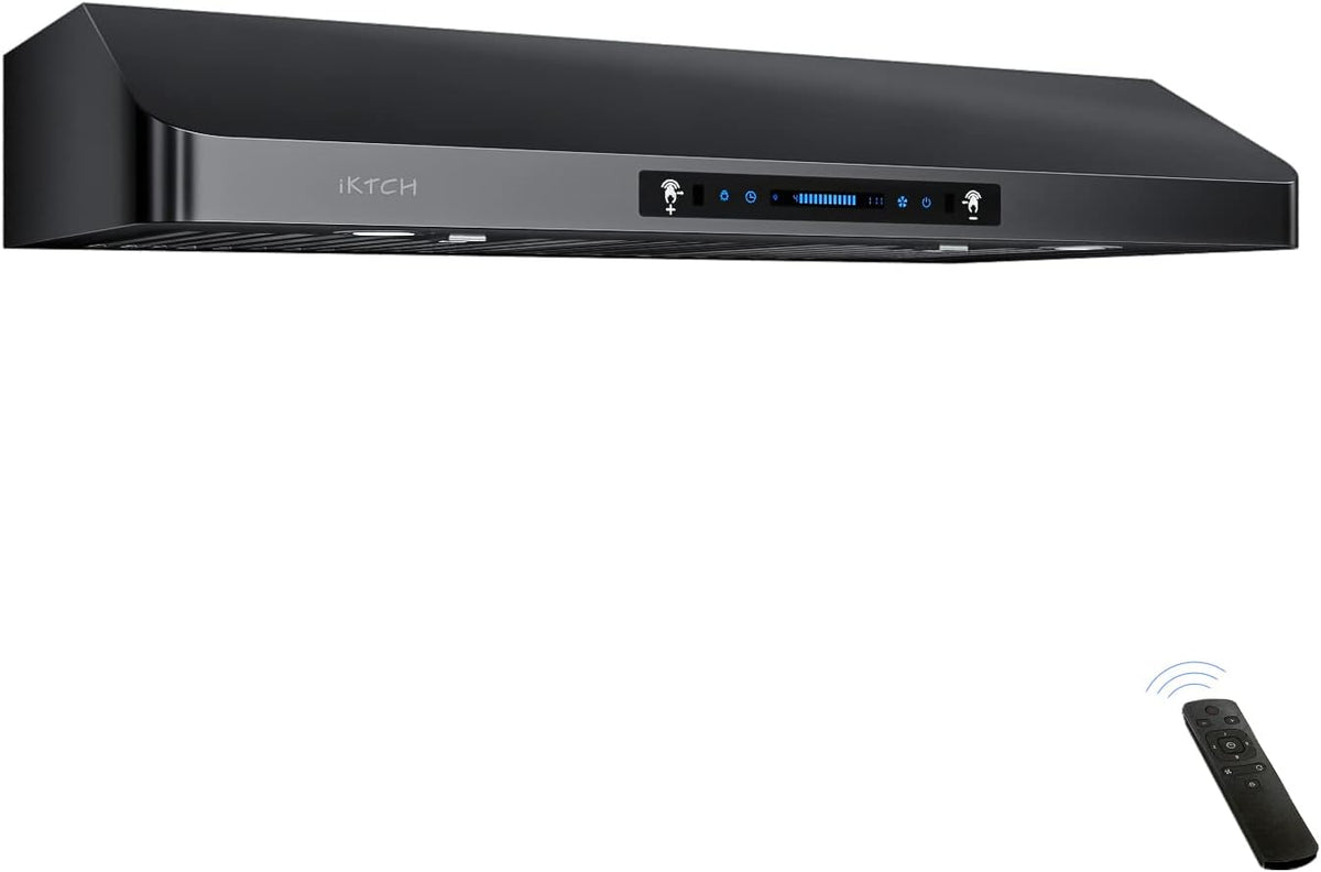 Hottes aspirantes IKTCH – 65,0 décibels | 76,2 cm, acier inoxydable – Noir | Hotte de cuisine e de 900 CFM