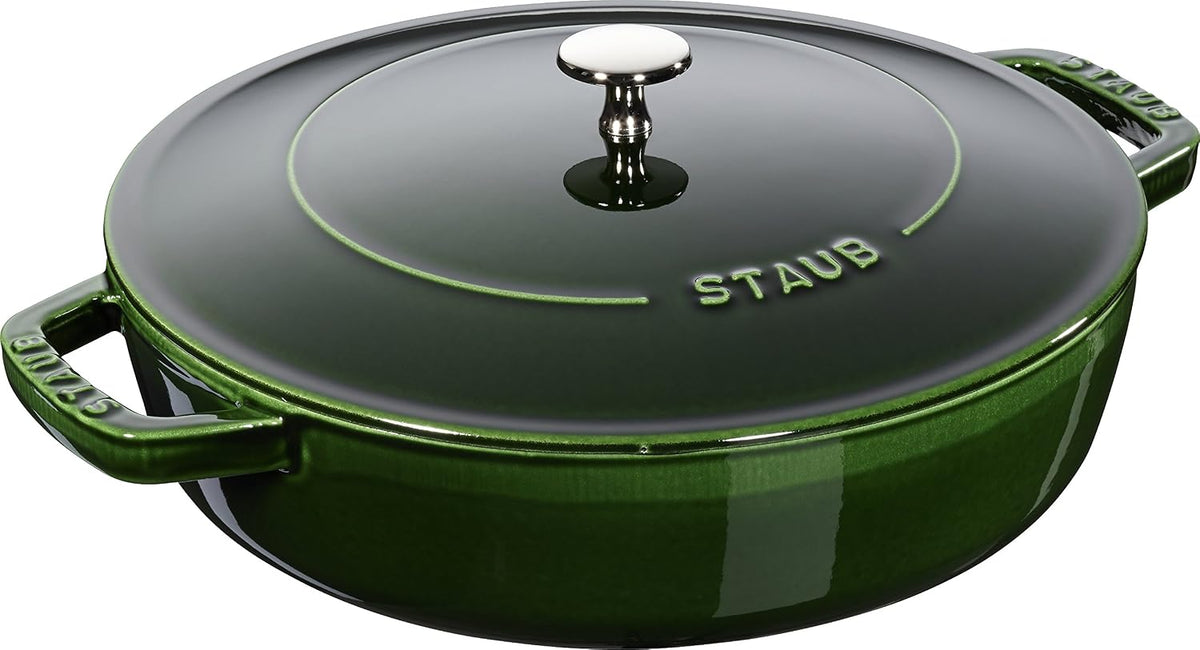 STAUB Casseroles poêles et faitouts, 28 cm – 3,7 L | Vert, Sauteuse Chistera en Fonte – Basilic