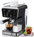 machine à café Yabano | cafetière, 500 ml – 1,5 l | 1350 W, Noir/Argent – Machine à expresso | mousseur à lait automatique