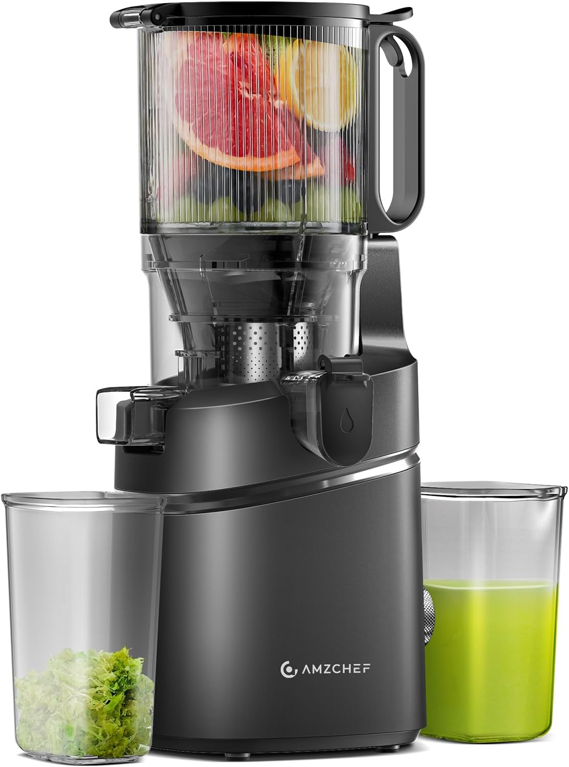 AMZCHEF épilateur à lumière pulsée, 135 mm – 1,8 L | 250 W, Noir – Extracteur de jus lent automatique Vos mains libres