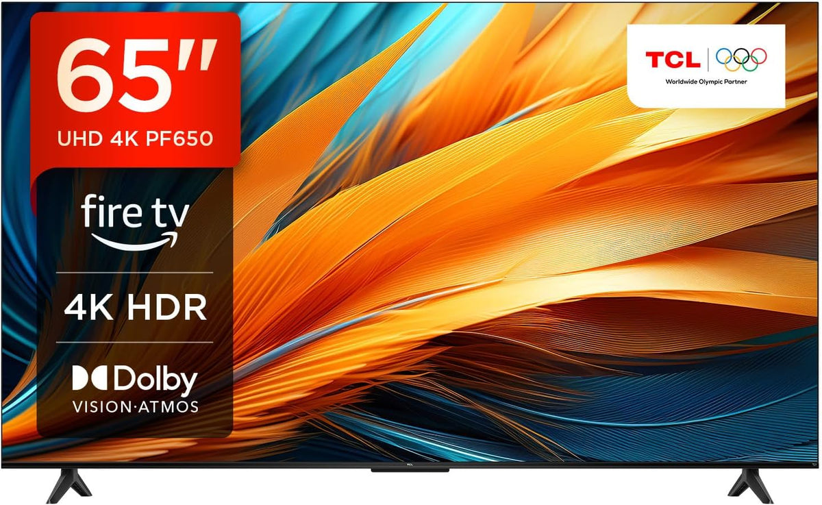 Tv led 65'' TQ65Q64D téléviseur, 65 Pouces – Noir/Orange | TCL 65PF650 4K Ultra HD, Smart LED Fire TV (Dolby Vision