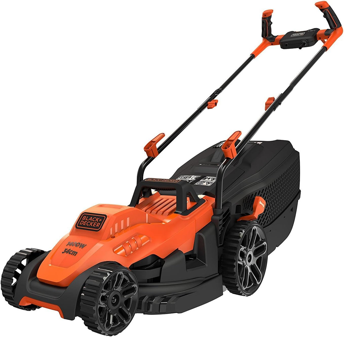 tondeuse à gazon BLACK+DECKER | moteur universel 1400 W, 1400 W – 34 cm | 70 mm, 400 m – Orange/Noir | Tondeuse Filaire