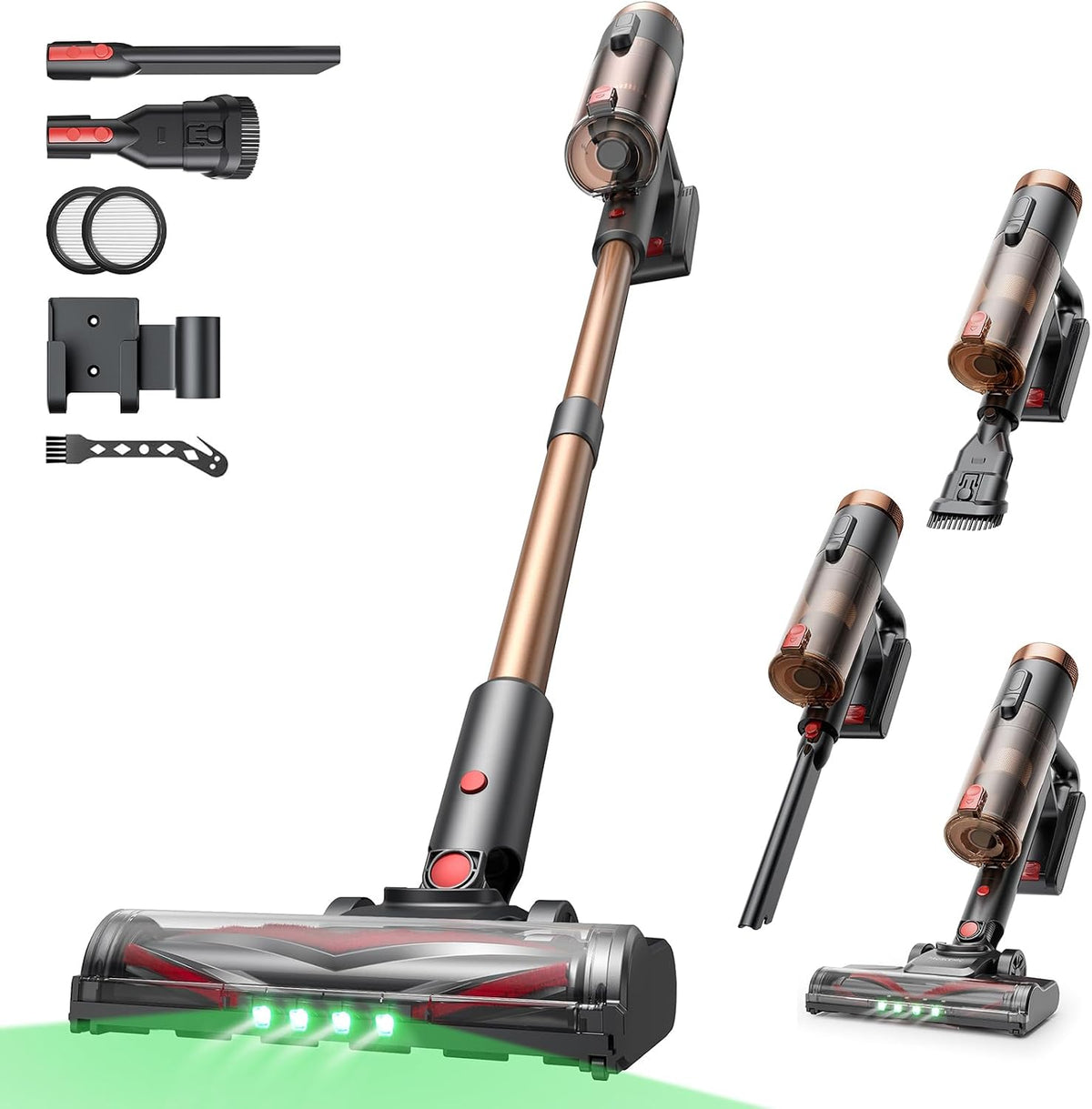 aspirateur balai sans fil Proscenic | 50 kPa, 500 W – Noir/Cuivre | P11 Ultra+, 50Mins Aspirateur sans Fil Puissant