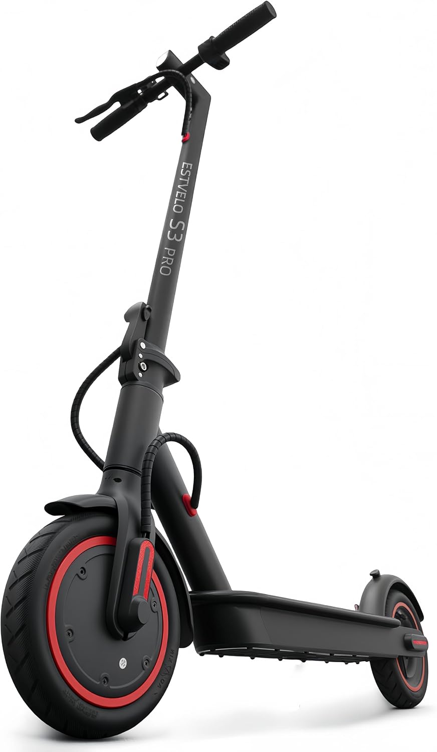 Trottinettes électriques ESTVELO – 21,6 cm | Noir/Rouge, Trottinette électrique pliable pour adultes – portée de 20/40 km
