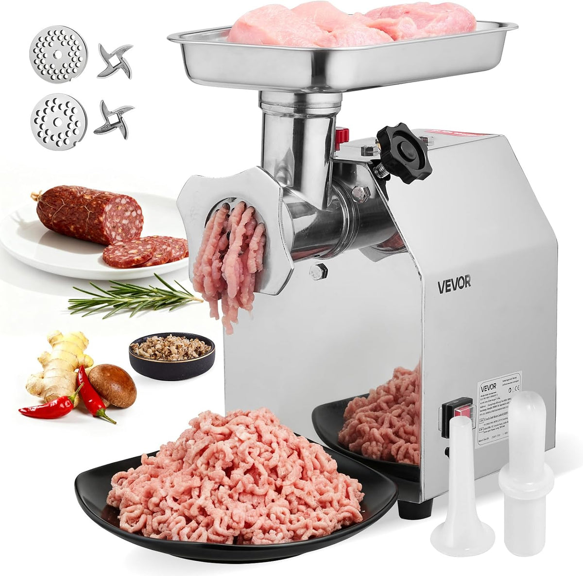 VEVOR Électroménager spécialisé, 2,49 kg – acier inoxydable 201 | Métal Finition d'origine, Hachoir à viande électrique