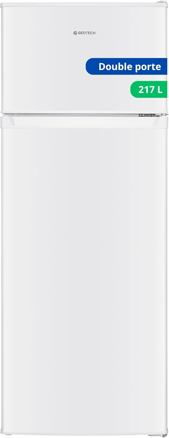 réfrigérateur GEDTECH | frigo, 217 L – Blanc | Refrigerateur congelateur haut - GE217DP - capacité - Classe E