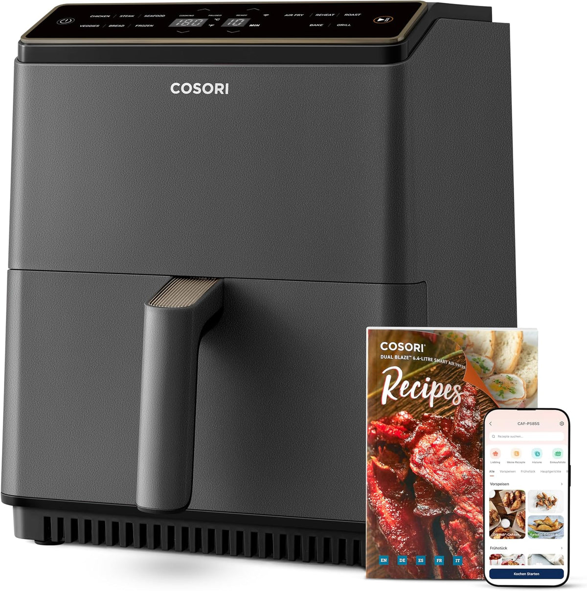 friteuse à air chaud COSORI | 6,4 L, Noir – Dual Blaze Airfryer | Smart WiFi, XXL Air Fryer – 11 en 1: pâtisserie