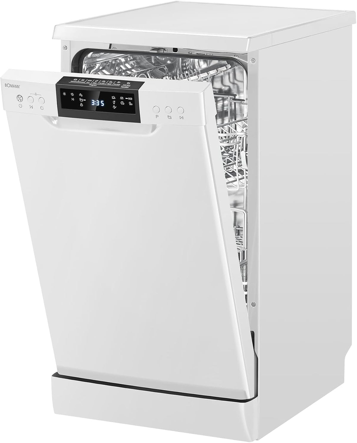 Lave-vaisselles standards Bomann | 45 cm, 47 dB – Blanc | Lave-Vaisselle Encastrable GSP7418-10 Couverts, Acier Inoxydable