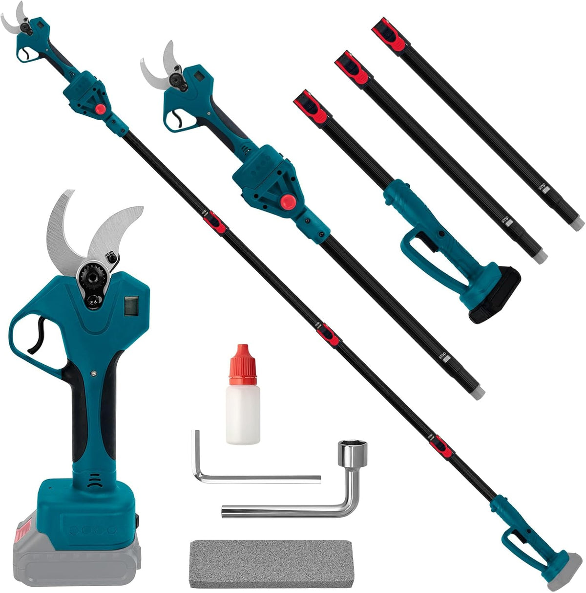 Outillage de jardin JAOGAUS | 18 V, 65 mm – 40 mm | 2,2 m, Bleu/Noir/Rouge – Sécateur télescopique 2 en 1 Makita