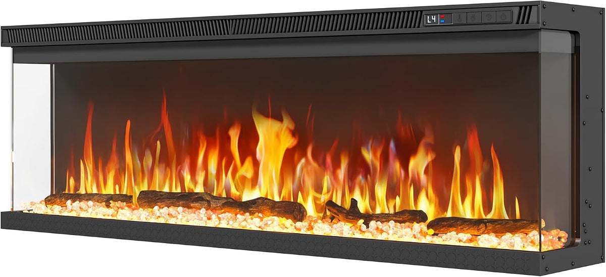 cheminée électrique YITAHOME – 900 W | 1800 W, 50 Pouces – Noir | 3-en-1 Cheminée avec Chauffage, Effet de Flamme 3D
