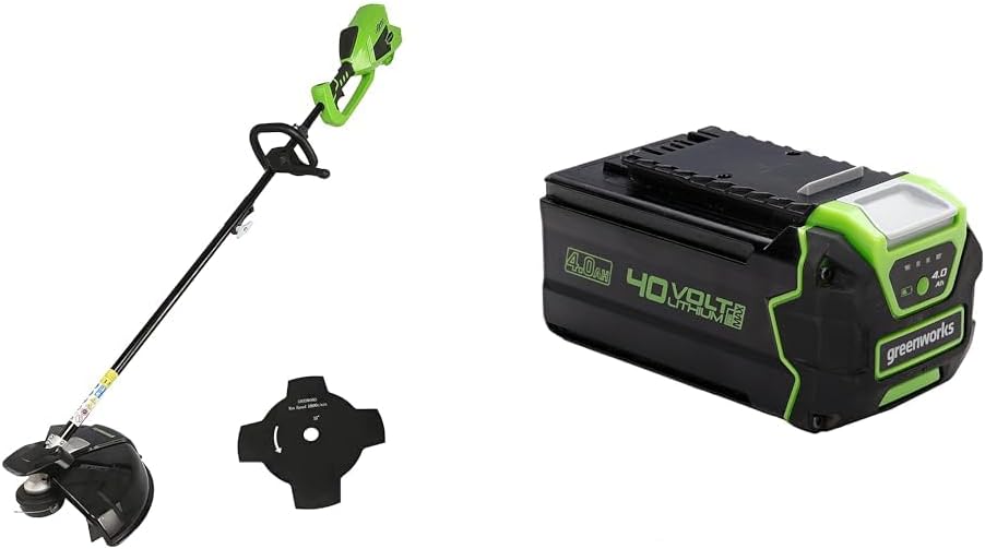 batterie Greenworks – 40 V | 4 Ah, Noir/Vert – GD40BC Débroussailleuse à avec Moteur sans Balai