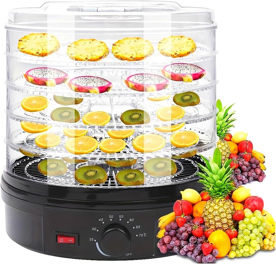 SXYKXYDL déshydrateur alimentaire, 280 × 280 × 320 mm – 5 étages | 350 W, transparent – électrique à plateaux amovibles
