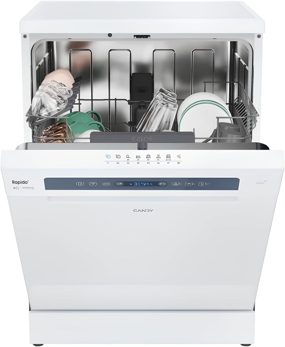 Lave-vaisselles standards Candy – 60 x 82 cm | Blanc, Wash & Dry 35 min – Ouverture Automatique | Contrôle à Distance - - - Modèle CF 4C6F0 W