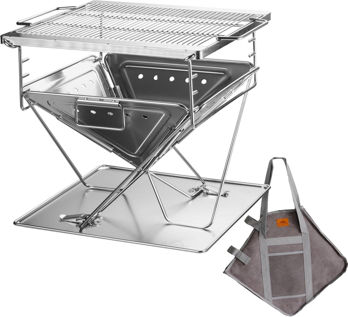 fumoir camping moon – acier inoxydable | Argent, Campingmoon Barbecue Grill Brasero Pliable en Acier Inoxydable Grand MT-045