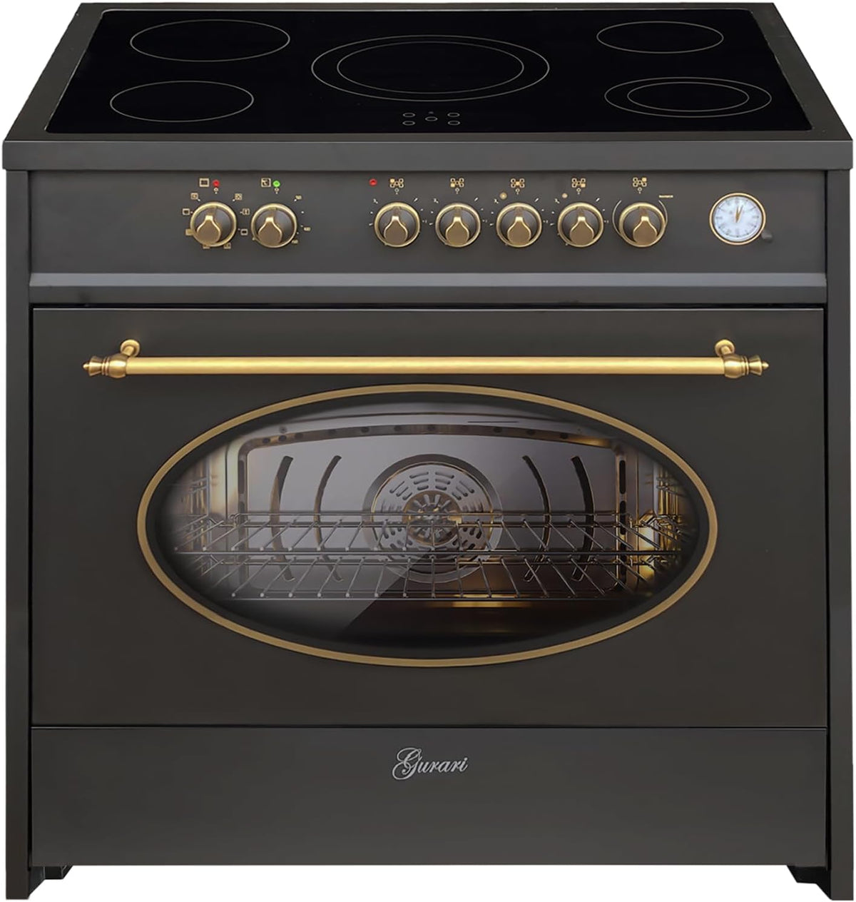 Gurari Cuisinières, 90 cm – 121 L | Noir/Or, grill · Qualité allemande