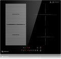 table de cuisson AMZCHEF, plaque de cuisson – 60 cm | 7400 W, Noir/Gris – Plaque à induction Plaque Induction Electrique avec 4 zones boost