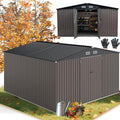 RELAX4LIFE Abris de jardin, 350x350x198 cm – 12 m2 | 25 m, Gris – Abri de Jardin en Métal | Cabane de Stockage 3 avec 2 Portes